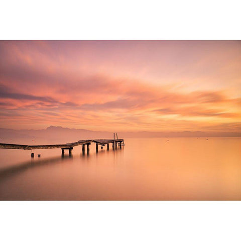 Garda Lake White Modern Wood Framed Art Print by Simone, Aglioni