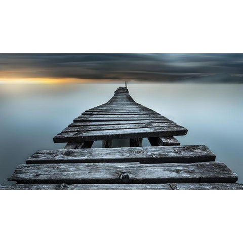 An Old Pier White Modern Wood Framed Art Print by Rebustini, Luca