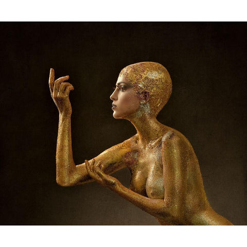 Golden Profile..!!! White Modern Wood Framed Art Print by Sanchez, Alfredo