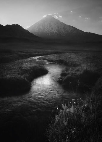 Leading To Mount Damavand White Modern Wood Framed Art Print with Double Matting by Behzad, Majid