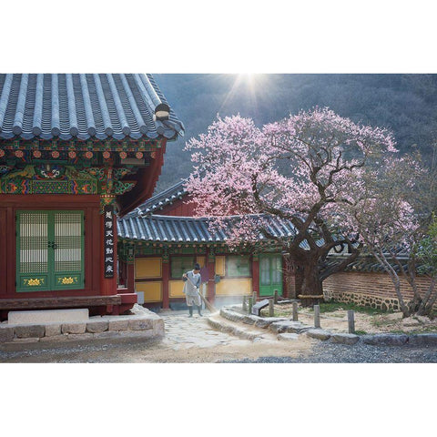 The Scent Of Spring Black Modern Wood Framed Art Print with Double Matting by Ryu, Jaeyoun