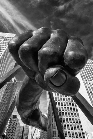 Dee-Troit Power White Modern Wood Framed Art Print with Double Matting by Egel, Tom