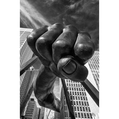 Dee-Troit Power Black Modern Wood Framed Art Print by Egel, Tom