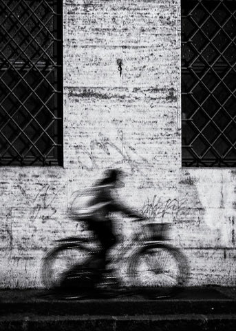 Bike Ride White Modern Wood Framed Art Print with Double Matting by Della Latta, Massimo