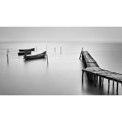 Old Fishermens Harbor Black Modern Wood Framed Art Print with Double Matting by Rusu, Anghel