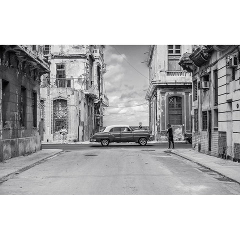 Streets Of Lavana Black Modern Wood Framed Art Print with Double Matting by Tagliarino, Marco