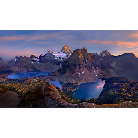 Mount Assiniboine Gold Ornate Wood Framed Art Print with Double Matting by Zhu, Hua