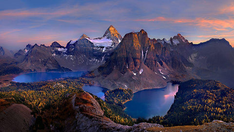 Mount Assiniboine White Modern Wood Framed Art Print with Double Matting by Zhu, Hua