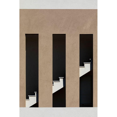 Staircase Black Modern Wood Framed Art Print with Double Matting by Yakubovitch, Azriel