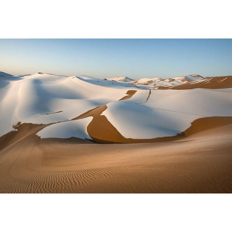 Badain Jaran Desert White Modern Wood Framed Art Print by Shanyewuyu