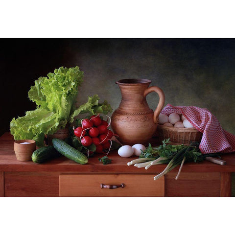 Still Life With Vegetables Gold Ornate Wood Framed Art Print with Double Matting by Skorokhod, Tatyana