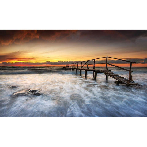 Pier Black Modern Wood Framed Art Print with Double Matting by Keller