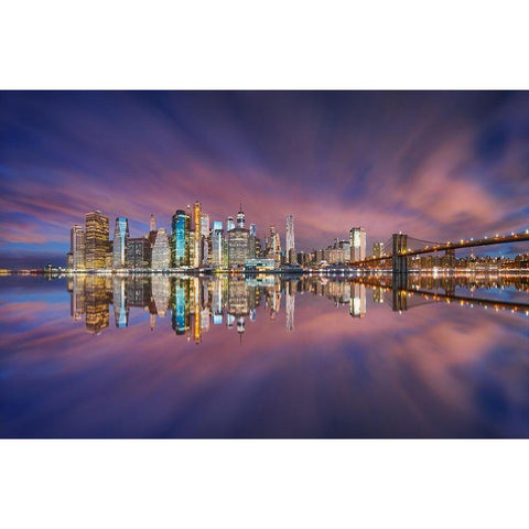 City Of Blinding Lights Black Modern Wood Framed Art Print by F. Turienzo, Carlos