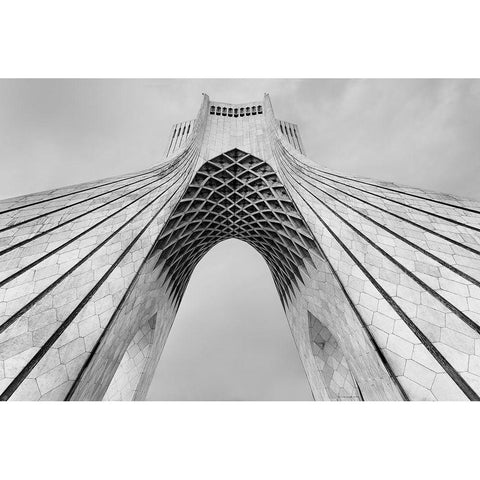 Azadi Tower White Modern Wood Framed Art Print by Oskoei, Mohammad