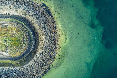 At The End Of The Pier White Modern Wood Framed Art Print with Double Matting by De Laat, Bernardine