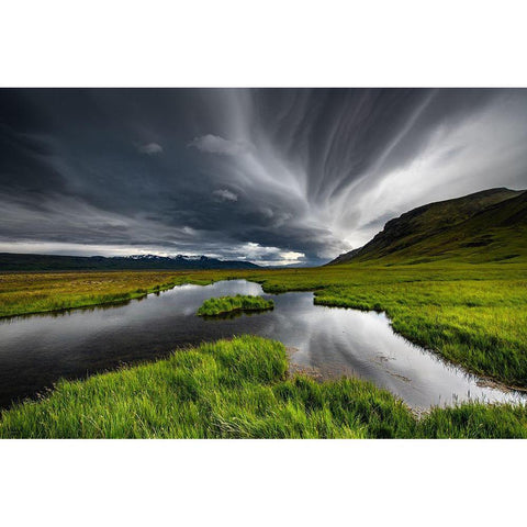 Stormy Iceland Lake Gold Ornate Wood Framed Art Print with Double Matting by Pelissier, Marc