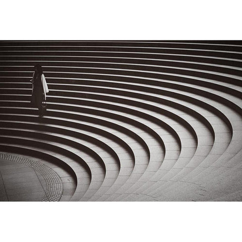 Represent By Line Gold Ornate Wood Framed Art Print with Double Matting by Kiri, Reiko