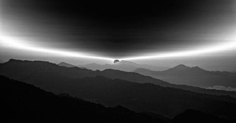 Sunrise On The Anapurna Black Ornate Wood Framed Art Print with Double Matting by Depaepe, Yvette