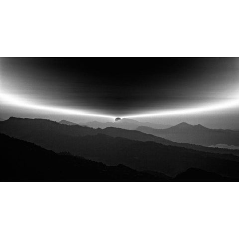 Sunrise On The Anapurna Black Modern Wood Framed Art Print with Double Matting by Depaepe, Yvette