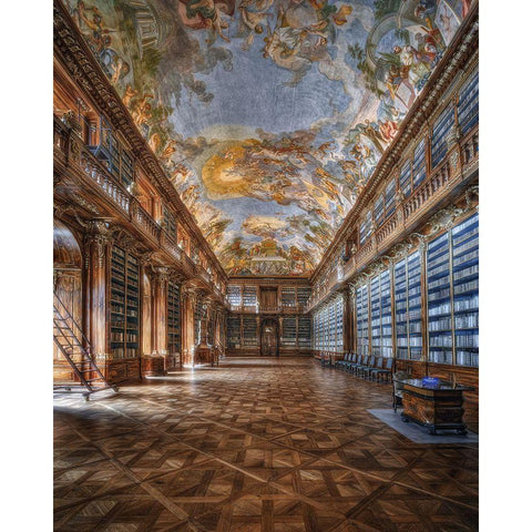 Philosophical Hall Strahov Monastery Gold Ornate Wood Framed Art Print with Double Matting by Aurednik, Patrick