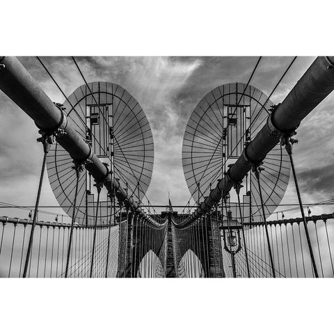 Brooklyn Bridge White Modern Wood Framed Art Print by Raif, Joshua