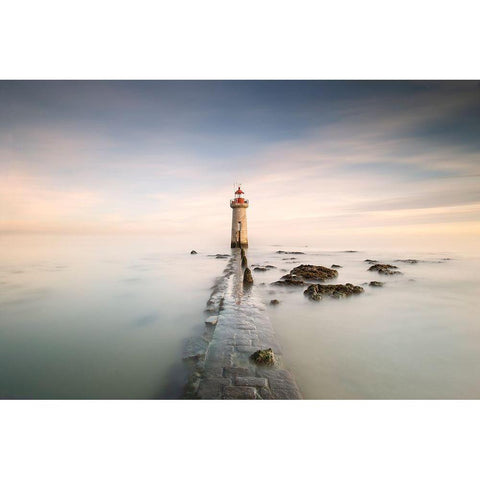 Lighthouse Gold Ornate Wood Framed Art Print with Double Matting by Beut, Jose