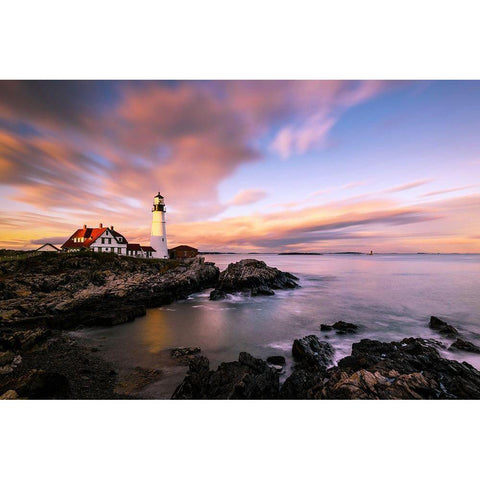 Coastline Sunset Gold Ornate Wood Framed Art Print with Double Matting by Dai, Wei