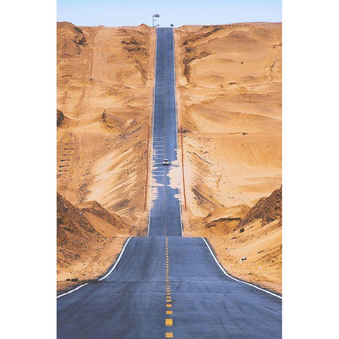 Heaven Road Black Modern Wood Framed Art Print with Double Matting by Tianqi