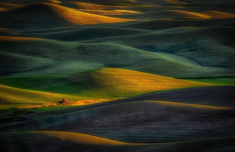 Tractor White Modern Wood Framed Art Print with Double Matting by Darby, Rob