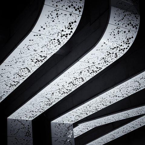 Car Park Rhapsody White Modern Wood Framed Art Print by Van De, Jeroen