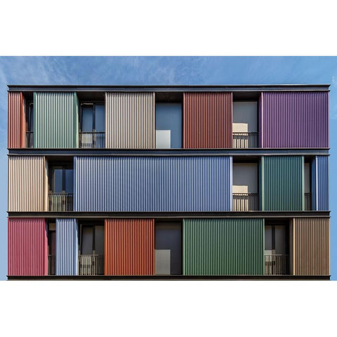 Coloured Wall Black Modern Wood Framed Art Print by Luycx, Theo