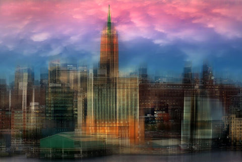 Manhattan White Modern Wood Framed Art Print with Double Matting by Hawerkamp, Hans-Wolfgang