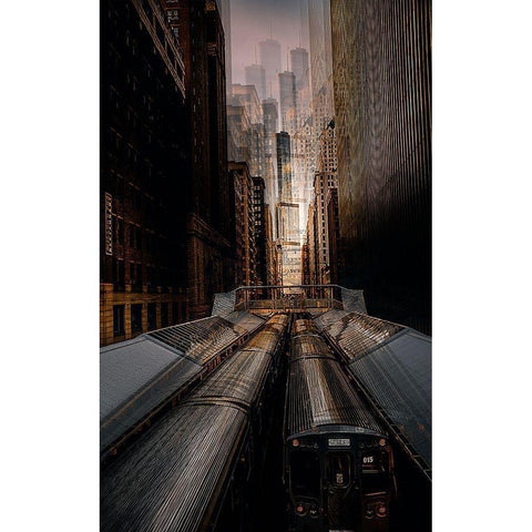 Chicago Station 2 Gold Ornate Wood Framed Art Print with Double Matting by Chiriaco, Carmine