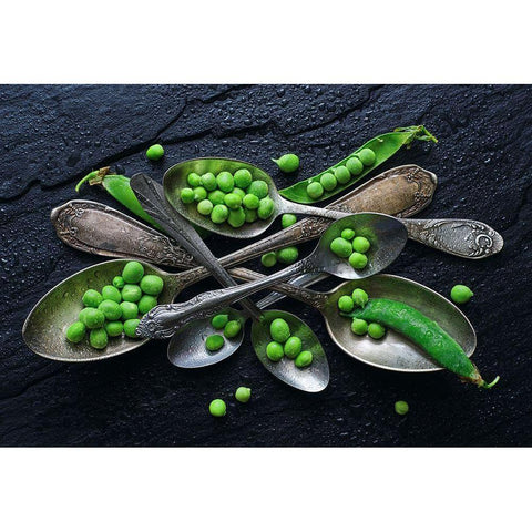 Spoonsagreen Pea White Modern Wood Framed Art Print by Karina, Aleksandrova