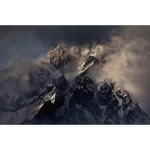 On The Eagles Wings Black Modern Wood Framed Art Print by Moretti, Claudio