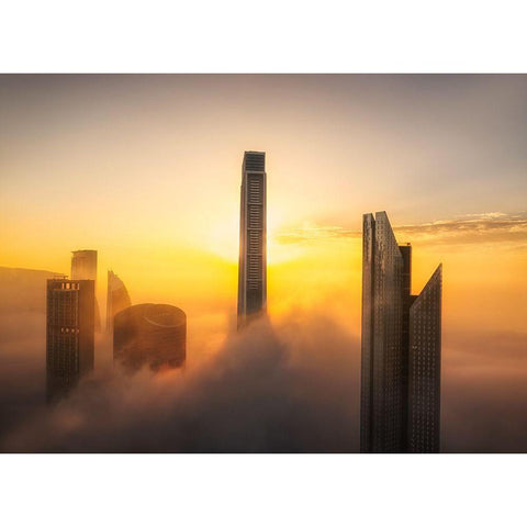 Good Morning Dubai A738758 White Modern Wood Framed Art Print by Joanaduenas