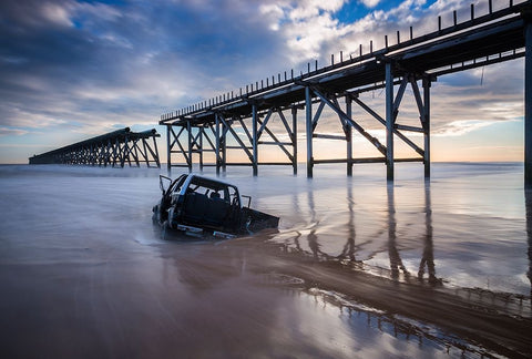 The End Of The World White Modern Wood Framed Art Print with Double Matting by Springgay, Daniel