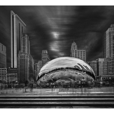 Cloud Gate Black Modern Wood Framed Art Print by Quarless, Shelley