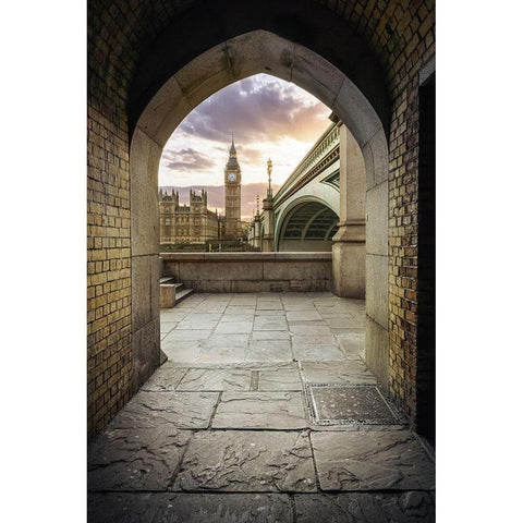 Westminster Tunnel Black Modern Wood Framed Art Print with Double Matting by El Assy, Nader