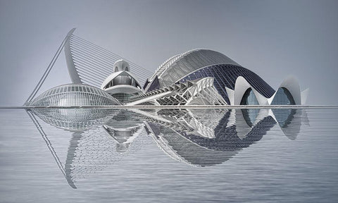 Ciutat De Les Arts I Les Ciauncies White Modern Wood Framed Art Print with Double Matting by Lisa Roeder, Margit