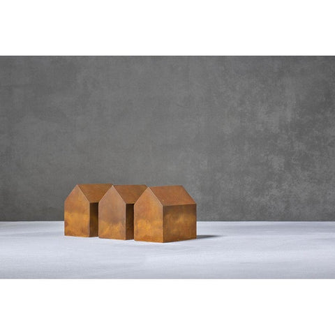 Rusted Houses Black Modern Wood Framed Art Print by Verot, Christophe