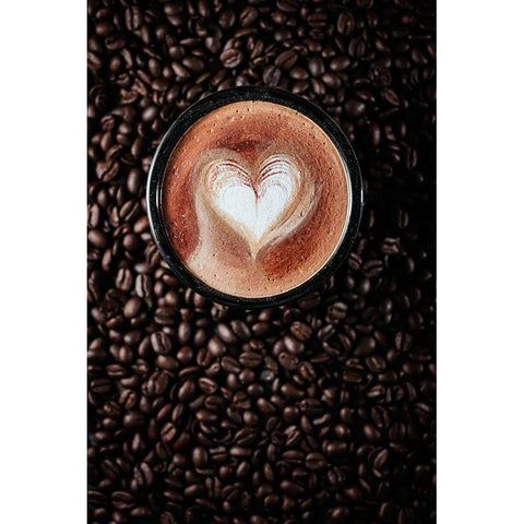 Love Latte Black Modern Wood Framed Art Print by Ronaldnovianus