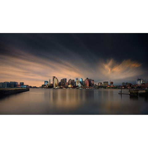 Boston Skyline White Modern Wood Framed Art Print by Joven, Miki