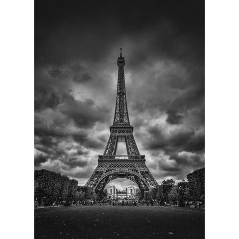 Eiffel Black Modern Wood Framed Art Print with Double Matting by Pablo De, Juan