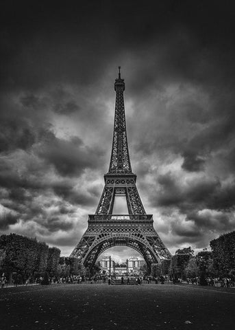 Eiffel Black Ornate Wood Framed Art Print with Double Matting by Pablo De, Juan