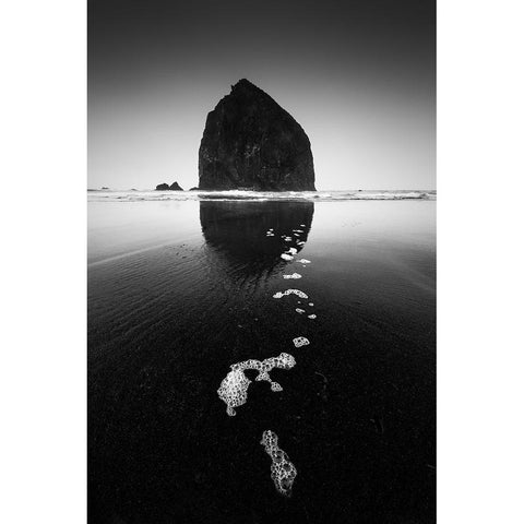 Rock Black Modern Wood Framed Art Print with Double Matting by Xu, Tony