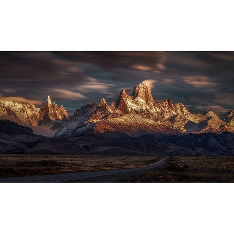 Patagonia Sky In Motion Black Modern Wood Framed Art Print by Svoboda Mqep, Peter