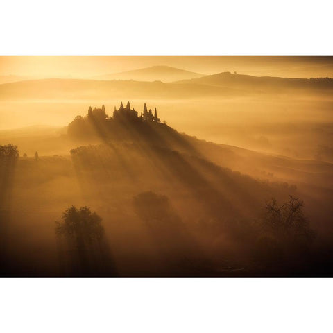 Tuscany Sunlight Black Modern Wood Framed Art Print by Anton, Rostovskiy