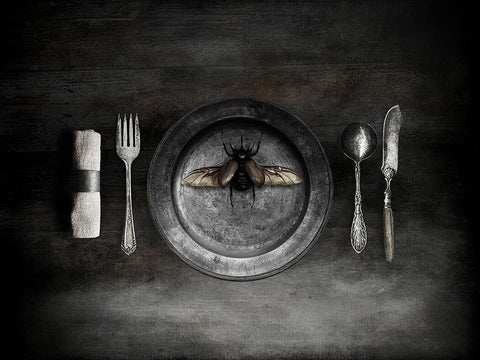 Rhino Black Ornate Wood Framed Art Print with Double Matting by Hummel, Jeffrey