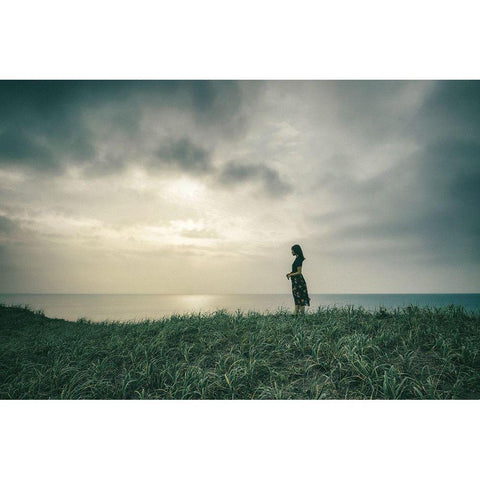 Haruka Black Modern Wood Framed Art Print with Double Matting by Ishijima, Nobu